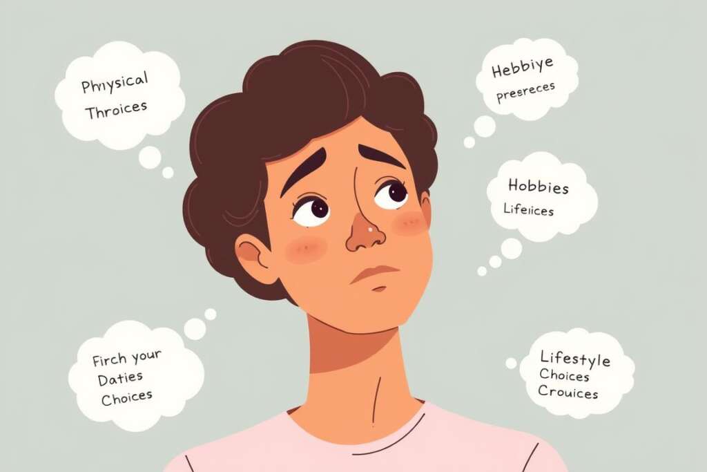Person considering different dating preferences vs standards in dating Person considering different dating preferences vs standards in dating