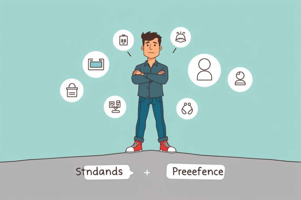 Person standing firm on relationship standards with preferences vs standards in dating clearly distinguished Person standing firm on relationship standards with preferences vs standards in dating clearly distinguished